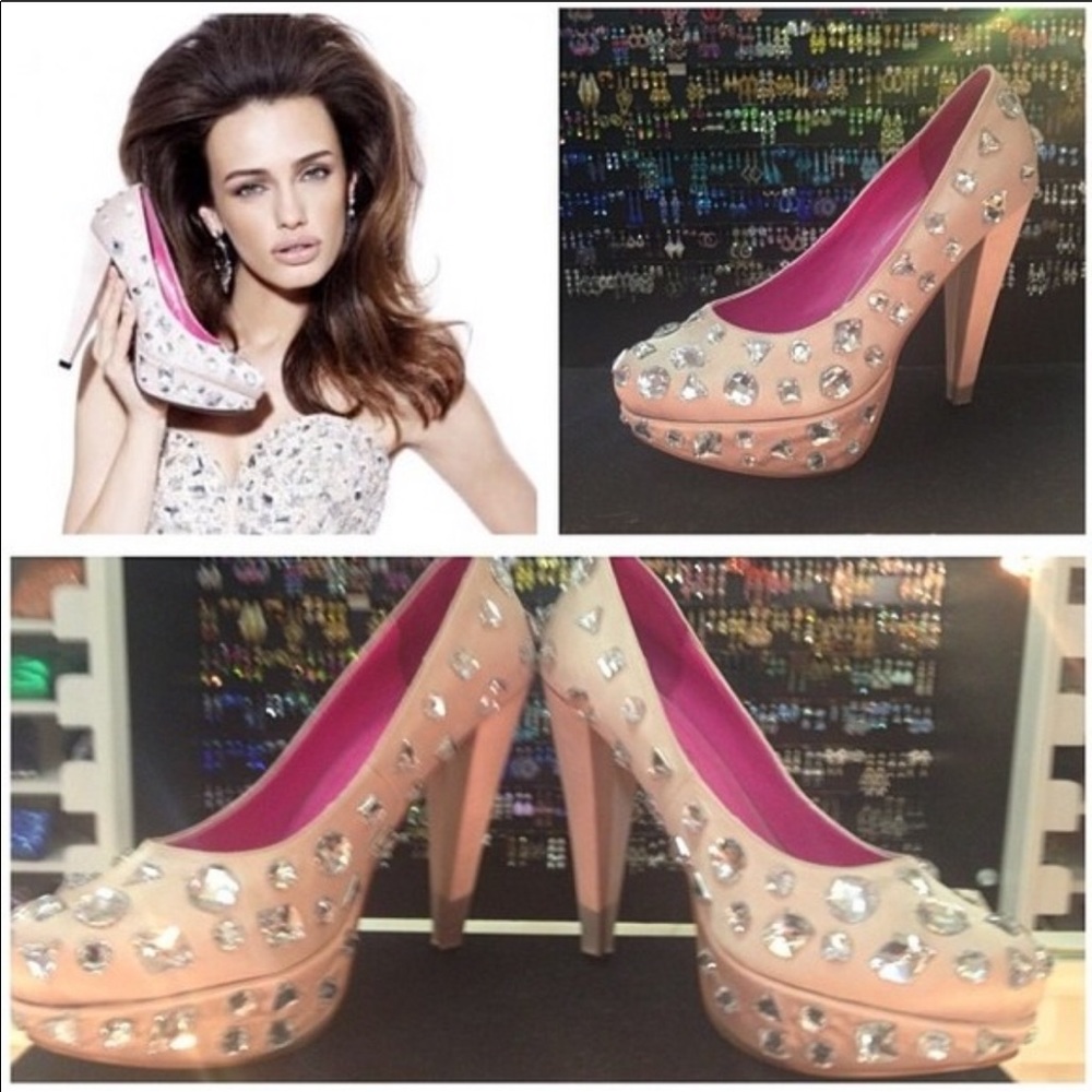 Alisha Hill Rhinestone Nude Heels NIB